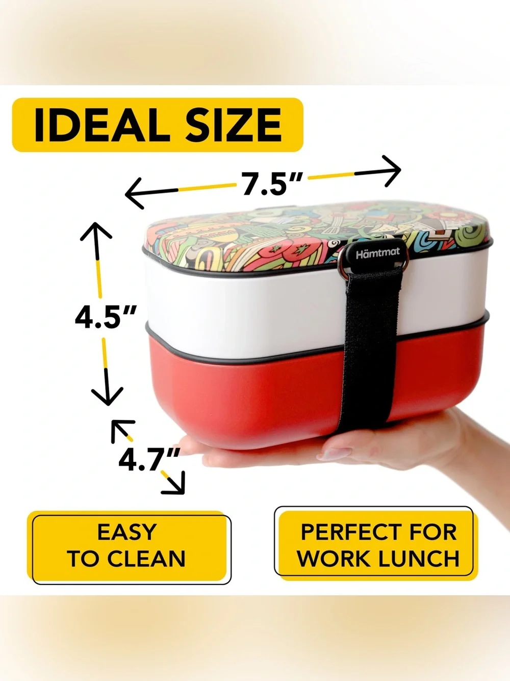 Bento Box Lunch Container with Compartments, Microwave & Dishwasher Safe
